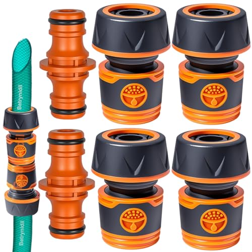 Attacco rapido acqua 3/4, 4 Pezzi Raccordo Tubo Acqua Giardino, Anti Perdita Connettori per Tubi Flessibile da Giardino per 19 mm Prolunga di Standard Tubo e Sistema di Irrigazione