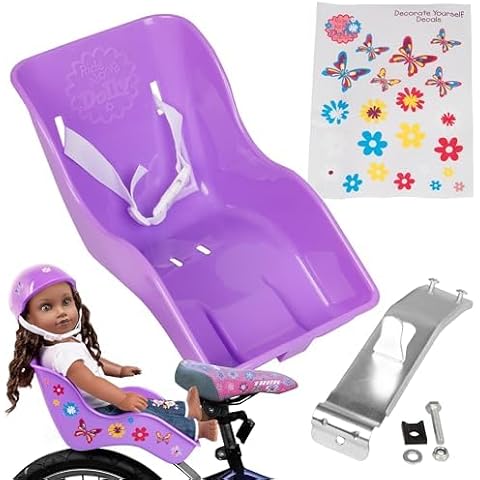 Ride Along Dolly Doll Bicycle Seat Bike Seat (Purple) with Decorate Yourself Decals (Fits Standard Sized Dolls and Stuffed Animals) - Purple Cover