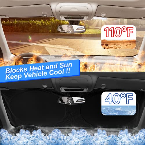 Custom Fit Windshield Sun Shade Compatible With Honda Fit 2015-2020 Front Window Sunshades Uv Ray Blocker 210T Reflective Polyester Sun Visor Cool Car Accessories Xxl(63" X39.4") #TOP6