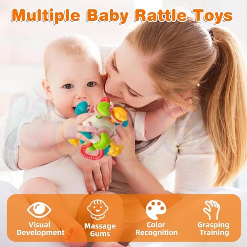 Image of Kidology Silicone Space Ball Baby Teether - Sensory Toy for Boys and Girls, Newborn & Infant Rattle Toys, Montessori Learning Developmental Toddler Toys Suitable for Babies 6+ Months, Multicolor