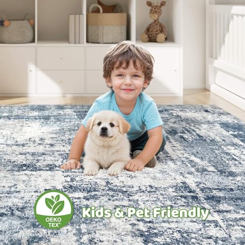 6X9 Area Rugs Living Room: Washable Large Abstract Soft Rug Stain Resistant Indoor Non-Slip Carpet for Men Modern Home Enthusiasts Aged 25-45 - High Traffic Areas - Bedroom Office Dining Room