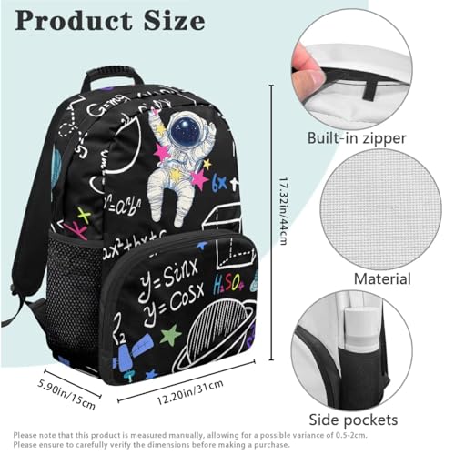 Arithmetic Spaceman Backpack Sets for School Boys 3 Pcs Bookbag for Boys 4-6 Large Capacity School Bag with Lunch Bag for Primary Students Knapsack4