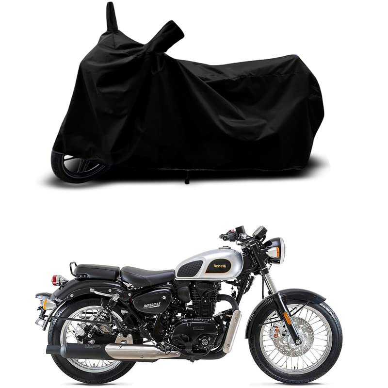 Image of 100% Scratchproof /UV-Rays /Heat Protection /Birds Dropping /Water Resistant /Dust Proof /Waterproof /Bike Scooty Two Wheeler Body Cover Compatible for Benelli Imperiale 400cc All Varient[Black]