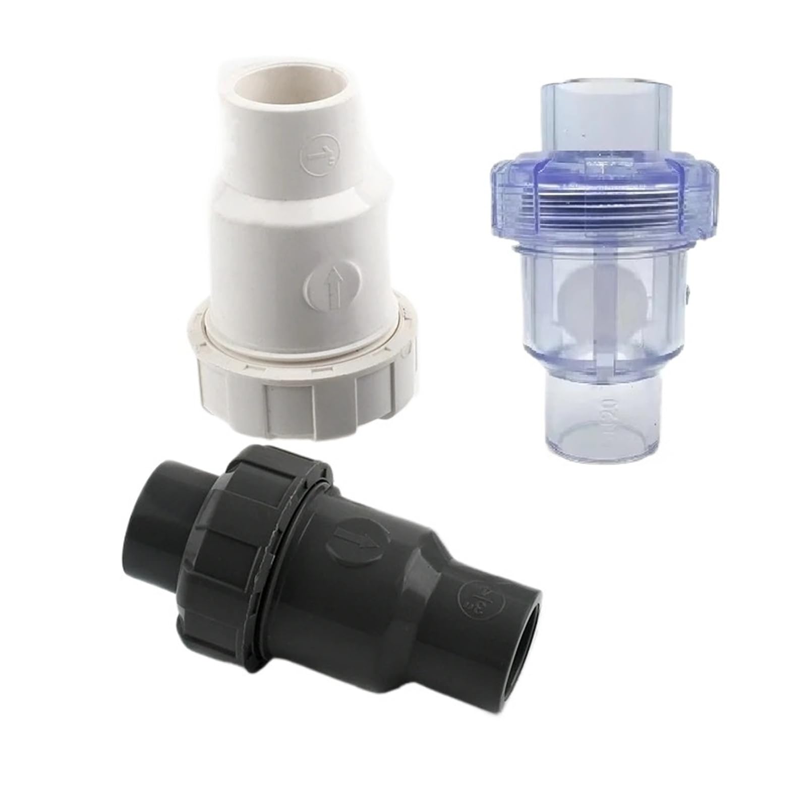 1 válvula de retención bola UPVC 20, 25, 32, 40 y 50 mm, vertical, adaptador escape for riego jardín acuario, conector tubería PVC(Dark Gray,20mm Inner diameter)