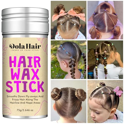 dolahair hair wax stick - flyaway control and styling pomade for kids women and men - hair bun maker and accessorie 1 pack of wax
