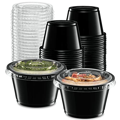 Image of ELEGANT DISPOSABLES Black Diposable Plastic Portion Cups 4 oz - 100 Sets