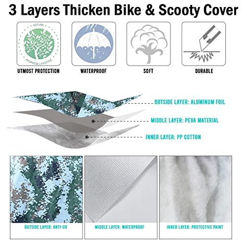 Image of AllExtreme 100% Tested Waterproof Bike Body Cover Compatible for Splendor Platina HF-Deluxe and Upto Pulsar 180cc Size Dustproof Indoor Outdoor UV Protection Raincover for Motorcycles (Army Green)