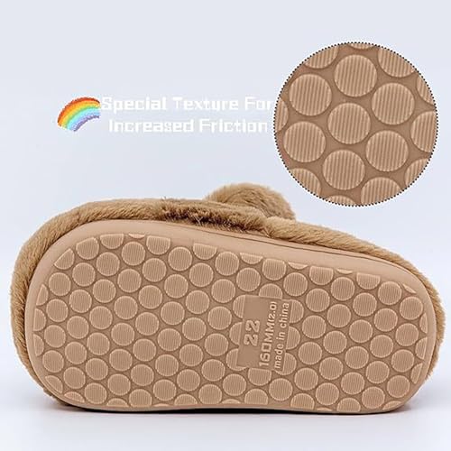 Toddler Kids Cartoon Bunny Plush House Slippers Boys Girls Fall Winter Flat Bottom Soft Warm Solid Slippers3