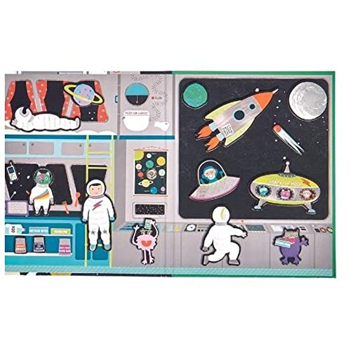 20 Pc Space Playset- Magnetic Puzzle, Doodle Board, Magnetic Pieces & Coloring Play Scene incl - Image 4