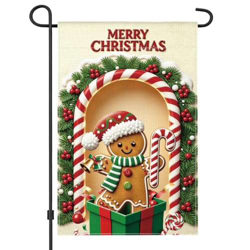 AhfuLife Drapeau bonhomme pain d'épice Noël, 12x18 po