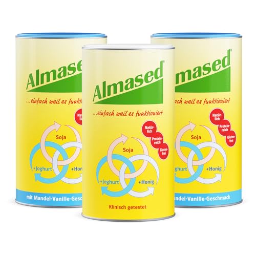 Almased 3er Bundle – 1x 500g Almased Original + 2x 500g Almased Mandel-Vanille – natürlicher Mahlzeitersatz – Vorratspaket zur Gewichtsabnahme – hoher Proteingehalt – 30 Portionen