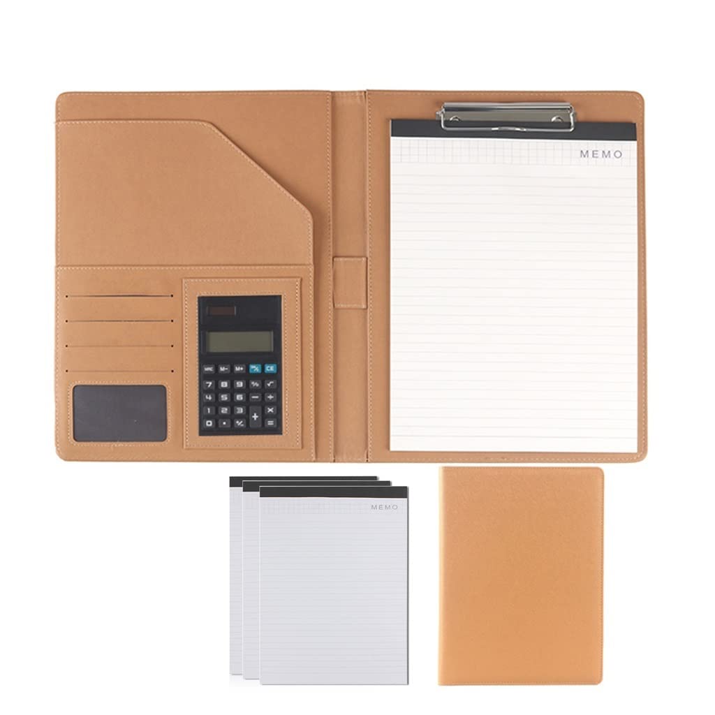 Schreibmappe A4 Klemmbrettmappe Portfolio, Business-Portfolio aus veganem Leder, Organizer, Business-Padfolio, Portfolio mit Schreibnotizblöcken im Briefformat, Padfolio für Frauen und Männer