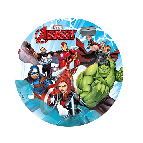 Dekora - Ostia Decorativa per Torta di Compleanno per Bambini con Raffigurazione degli Avengers - 15,5 cm