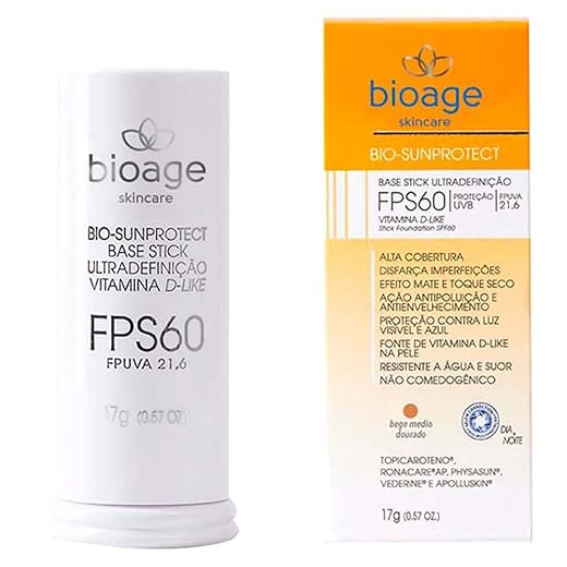 Bioage Protetor Solar Stick Fps60 - Cor Bege Médio Dourado - 17g