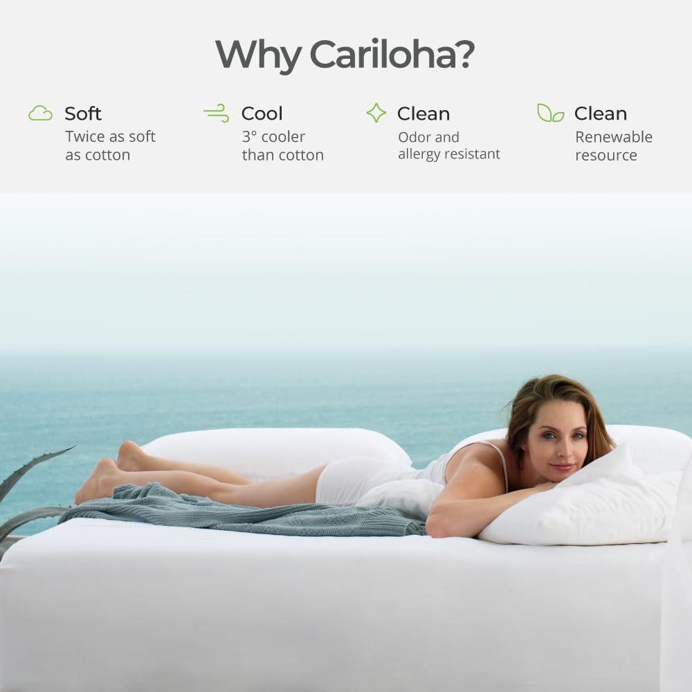 Cariloha Luxurious Signature Jersey Mattress Protector | White | King | 100% Waterproof | 5 Sides of Protection