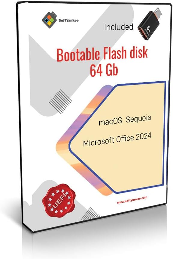 64 GB Bootable Flash Drive MacOs Sequoia, Office 2024