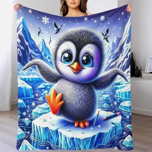Couverture pingouin microfibre chaude contre les nuits fraîches