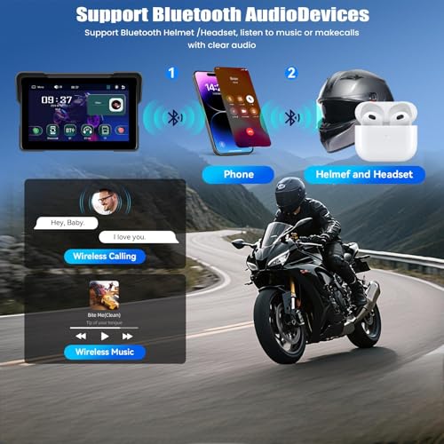 Écran Carplay sans fil pour moto 7 pouces avec Android Auto et double Bluetooth SIXWIN - 5