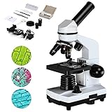 40X-1600X Microscopes for Kids Students Adults, with Microscope Slides Set, Phone Adapter, Powerful Biological Microscopes for School Laboratory Home Education