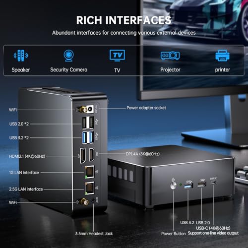 Image of Thdeukoty Mini PC i9-13900H, 14C /20T Up to 5.4GHz, 64G DDR5 RAM 1T NVMe SSD, Mini Desktop Computer Win 11 Pro, Dual 2.5G LAN, WiFi6E, BT5.3, DP /HDMI /USB4 Triple Display, VESA