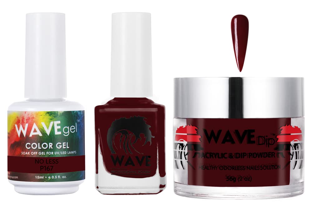 WAVEGEL Soak-Off Gel, Nail Lacquer & Acrylic/Dip Powder Matching Set - Simplicity Collection - #P167 No Less