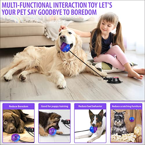Interactive Suction Dog Toy- Pup Tug Of War Chew Toys For Medium And Small Dogs-Puppy Rope Toy With Bell For Boredom, Teething, Anxiety, And Dental- Treats Dispensing Dog Toy #TOP3