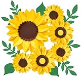 15pcs Sunflower Wall Decor, Paper Flower for Wall with 3D Artificial Flowers Yellow Bulletin Board Decoration Large Paper Flower for Background for Living Room Office Garden Wedding.