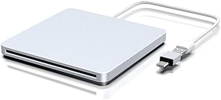Bengoo dvdドライブ 外付け cdドライブcdプレーヤー dvdプレーヤー ポータブル USB2.0 USB-C CD/DVD-RW DVD/CD ROM 軽量 Mac MacBook Pro Air Laptop Desktop PC Windows Linux OS に対応 シルバー