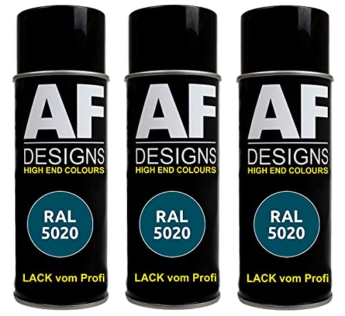 Alex Flittner Designs 3x RAL Lackspray Autolack Buntlack Spraydose RAL5020 OZEANBLAU glänzend