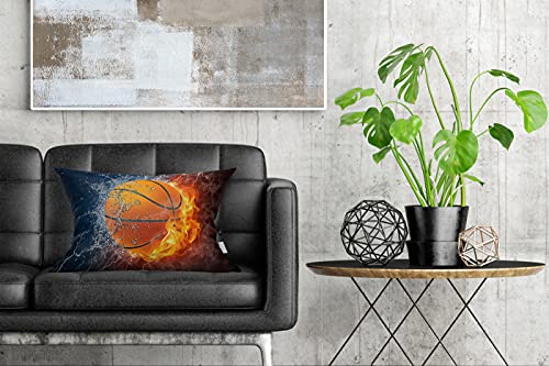 Tarolo Home Decor Pillow Cover Case Flaming Basketball Fire And Water Fashion Design Decorative Pillowcase Pillow Covers Cases 20X30 Inches Two Sided Print #TOP1