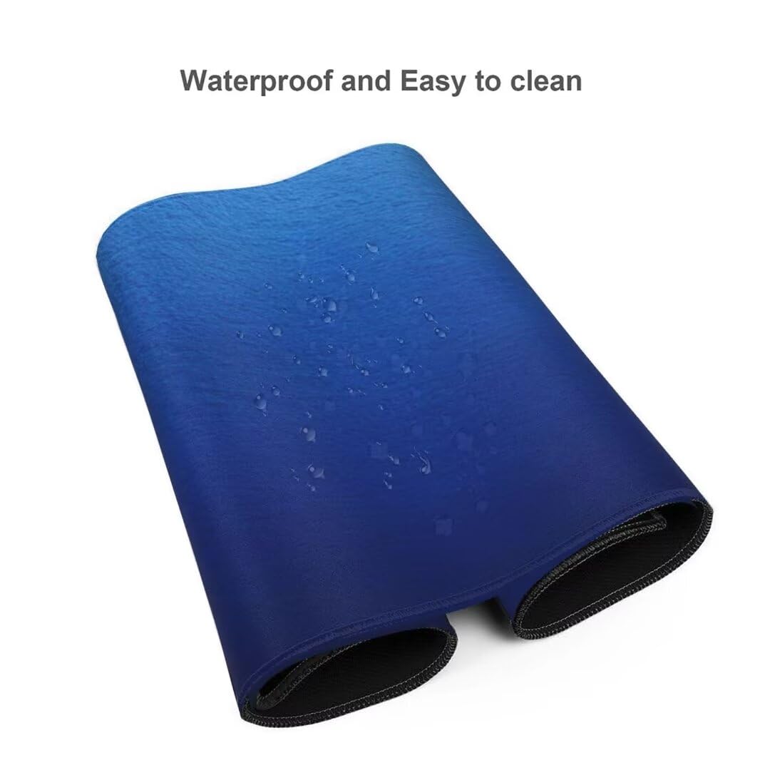 Alfombrilla de ratón 1400x600x3 MM, Alfombrilla Ratón XXL Extendida de Gran Tamaño con Bordes Cosidos, Resiste Salpicaduras, Base de Goma Antideslizante y Almohadilla para Teclado, Azul S-6773