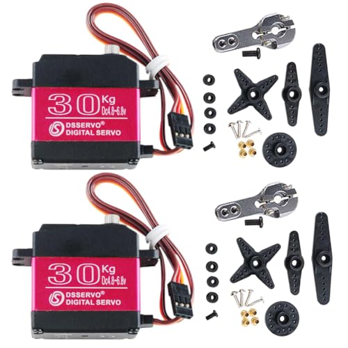 Stemedu 2PCS Upgraded 30KG Digital Servo Motor: 38kg.cm Torque, 0.09 sec/60° at 6.8V, High-Speed Steering for 1:10 & 1:8 RC Airplane Models, 180°