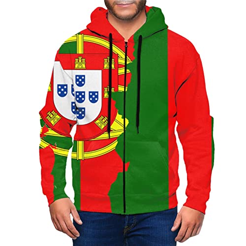 DJNGN Sweat à Capuche avec Fermeture éclair intégrale et Veste de Poche pour Homme - Drapeau du...