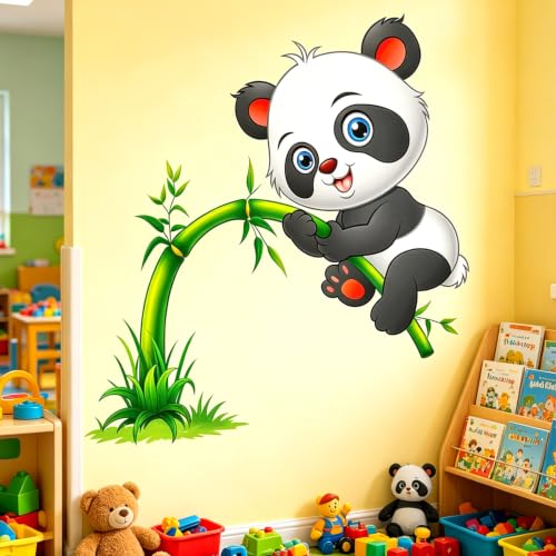 Vinilo decorativo panda trepando bambú 2 piezas para niños miniatura 3