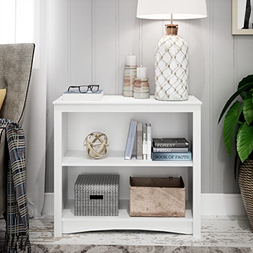 Image of Prepac Sonoma 2-Tier Bookcase 29 inchH with 1 Adjustable Shelf, White Storage Cabinet, Modern Display Cabinet, Bookshelf with Storage Shelves for Home Office, Living Room, Bedroom Organizer