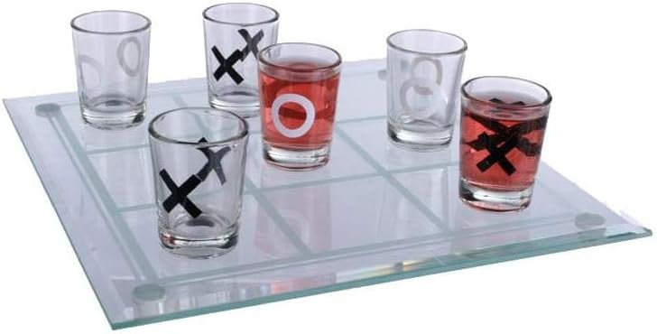 Cadeau Maestro Noughts and Crosses Shot Glass Set with Base and 9 Glasses Large