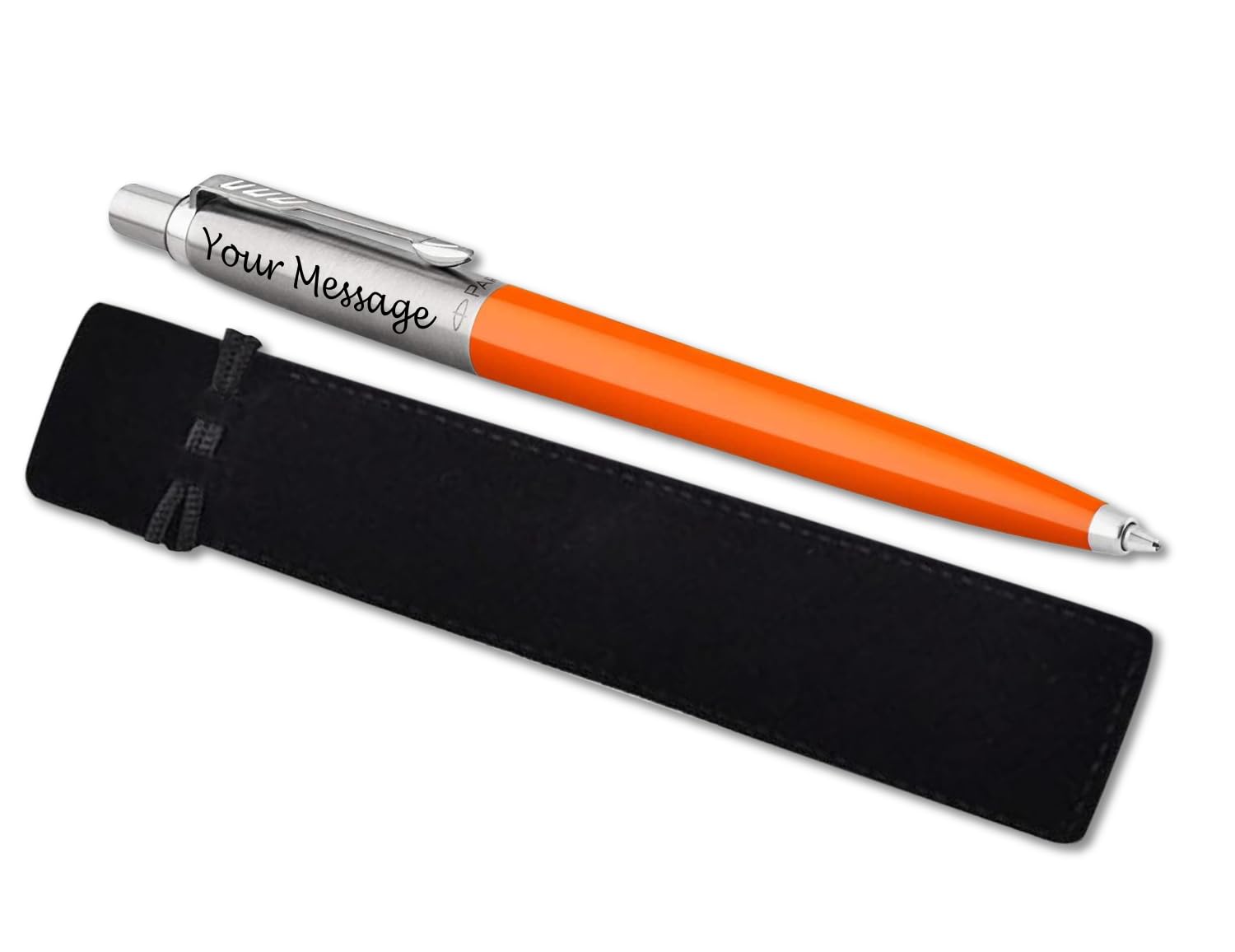 Parker Jotter Ballpoint personalised parker pen engraved In Classy Gift Bag Ideal Valentine's day, Birthday or Fathers Day Gift Perfect For Men & Women Engraved Pen With Laser Engraving (Orange) — image 1