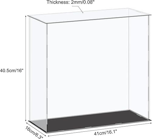 Miniatura 2 de MECCANIXITY Vitrina de acrílico, caja de plástico, caja de almacenamiento, transparente, pequeña, a prueba de polvo, 16.1 x 6.3 x 16 pulgadas para