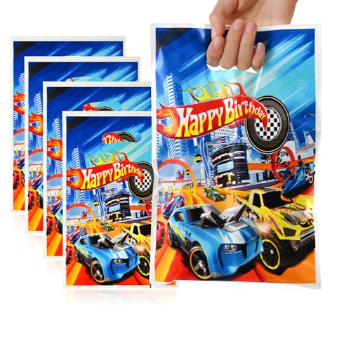 HappFestiv 50 Pcs Hot Car Party Favor Bags Birthday Goodie Bags for Boys Treat Bags with Handle Candy Gift Bags Party Supplies