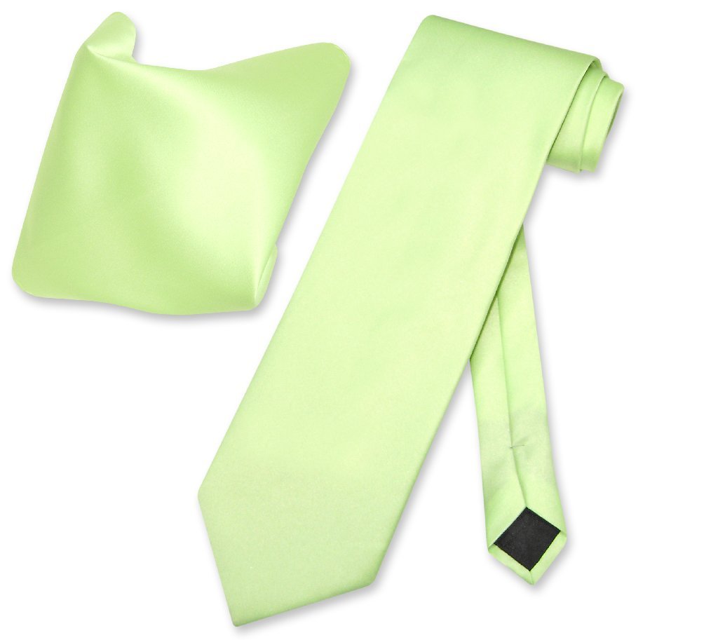 Vesuvio Napoli Solid Color NeckTie &amp; Handkerchief Pocket Square Men's Neck Tie Hanky Set