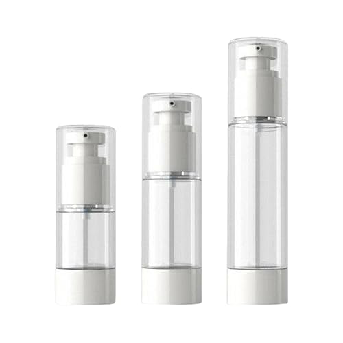 3 botellas de bomba sin aire de viaje, botellas de bomba sin aire, dispensador de bomba de maquillaje, botella de tamaño de viaje (botella de