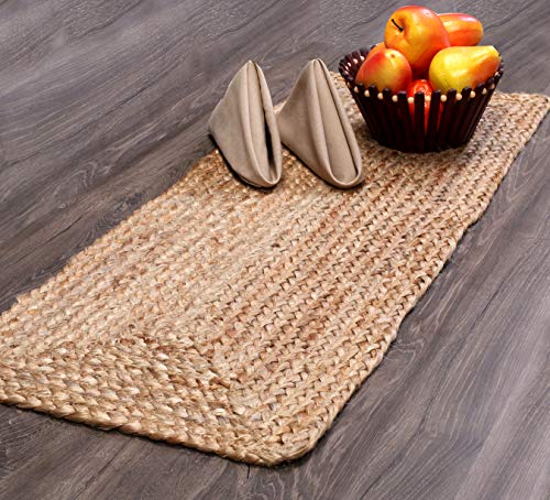 Life By Cotton 100% Jute Burlap - Reversible Jute Braided Table Runner - Hand Woven - Farmhouse - Natural - 13 X 36 Inch #TOP1