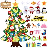 UNTIL YOU Felt Christmas Tree,DIY Felt Christmas Trees for Toddlers with 27pcs Xmas Ornament, 80cm DIY Christmas Tree Set for Kids, Handmade New Year Christmas Door Wall Hanging Decorations