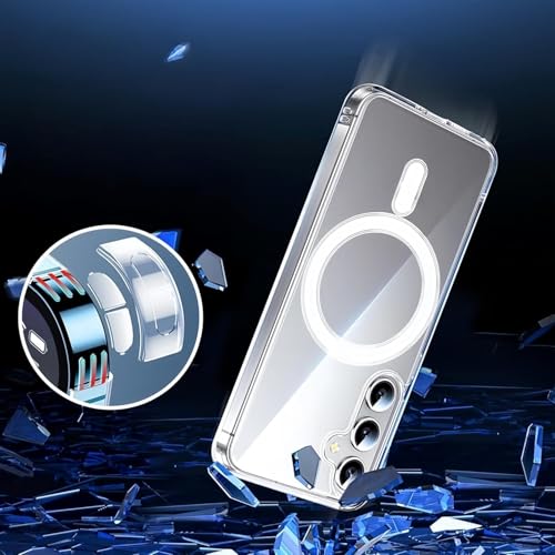 Image of DIZORO Magnetic for Samsung Galaxy S24 5G Case Clear [Compatible with MagSafe][Anti-Yellowing][Built-in 4 Airbags][Military Grade Protection][Shockproof Slim] S24 Phone Back Cover (Transparent)