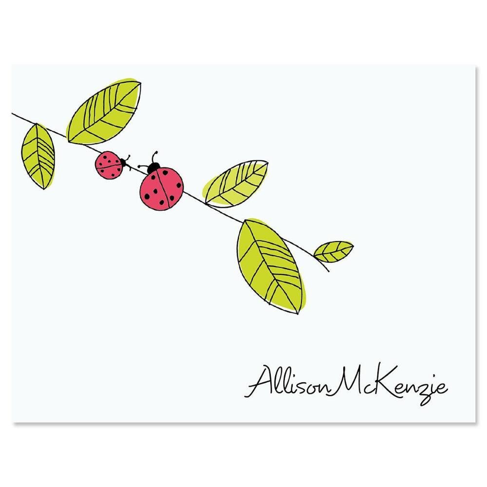 Ladybugs Personalized Note Card Set - 24 cards & envelopes