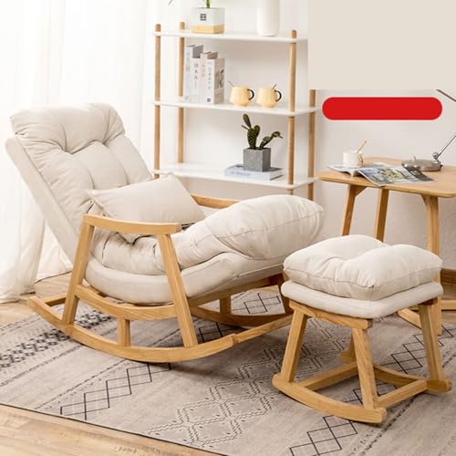 Modern Rocking Chair with Foot Rest, Perfect for Living Room - Solid Hardwood Base, Cozy arm Chair Lounger for Bedroom or Nursery