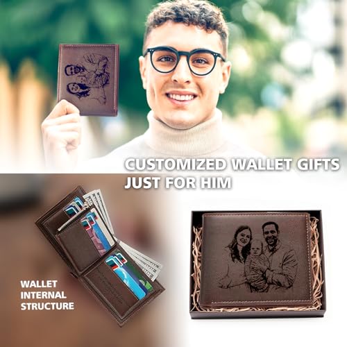 Custom Engraving Photo Wallet with Name, Personalized Name Leather Wallet for Men, Gifts for Dad/Husband3