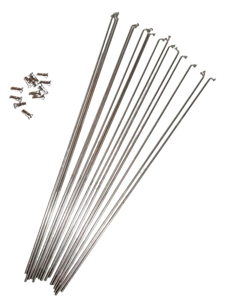 DMLAYHP Bicycle Stainless Steel Spokes Silvery 14G 304 36pcs Mountain Racing Bike J Bend with Nipples 12mm 82mm-298mm(286mm)