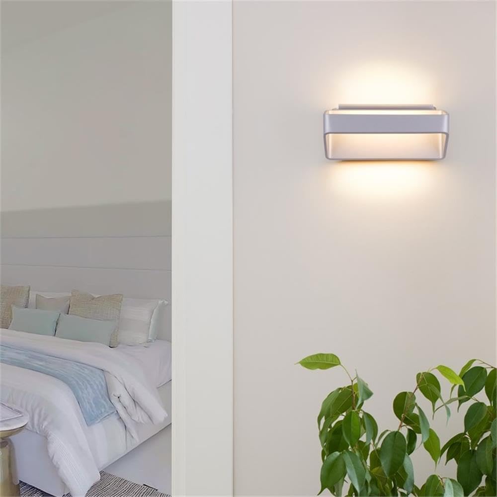 Pemberly Row 10" LED Wall Sconce, Silver Aluminum/Acrylic, Modern Design, Dimmable ETL Integrated LED, 3000K Soft White Light, Energy Efficient, 4.75" H x 9.75" W x 5.5" D, Dry Location Approved