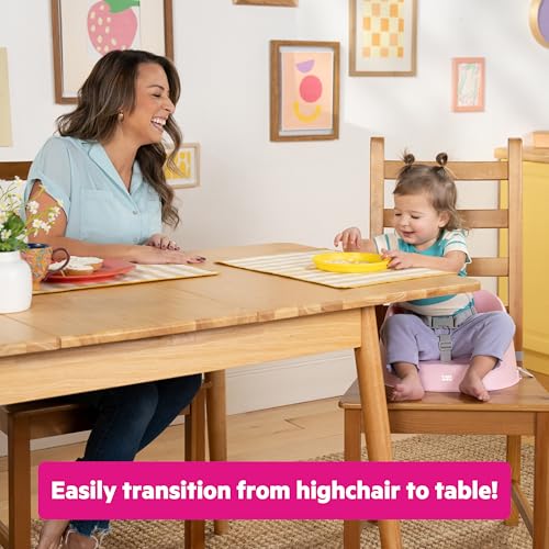 Image of Bright Starts Disney Princess My Spot Easy-Clean Baby Booster Feeding Chair, 3-Point Harness, Washable Removable Straps, Pink